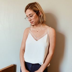 Babaton white tank top with lace detail XS